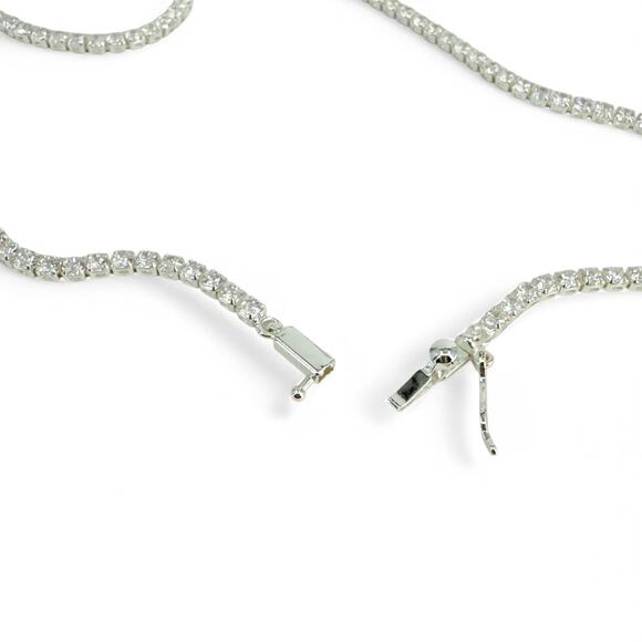 Luv AJ X Alyssa Lynch Tennis Necklace Prong Set CZ Silver Tone 18 inch - Picture 4 of 10